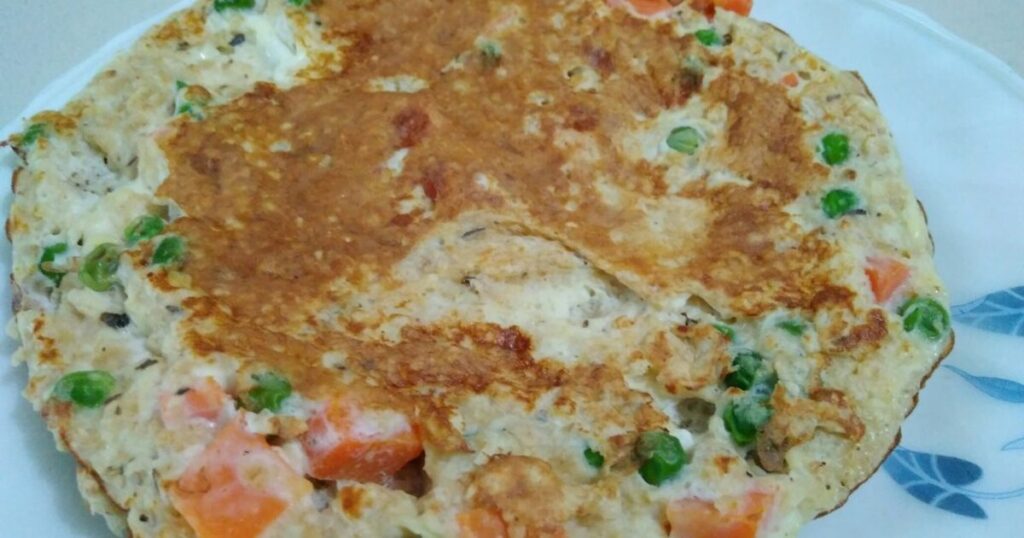 Kombinasi Omelete Putih Telur dengan Sayuran dan Oatmeal