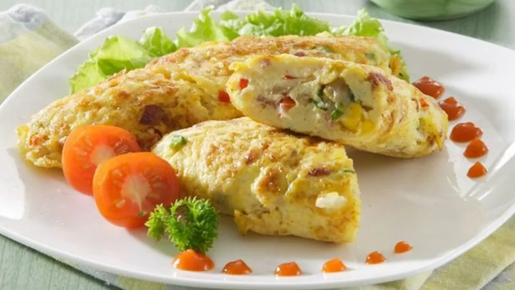 Kombinasi Omelete Putih Telur dengan Sayuran dan Oatmeal